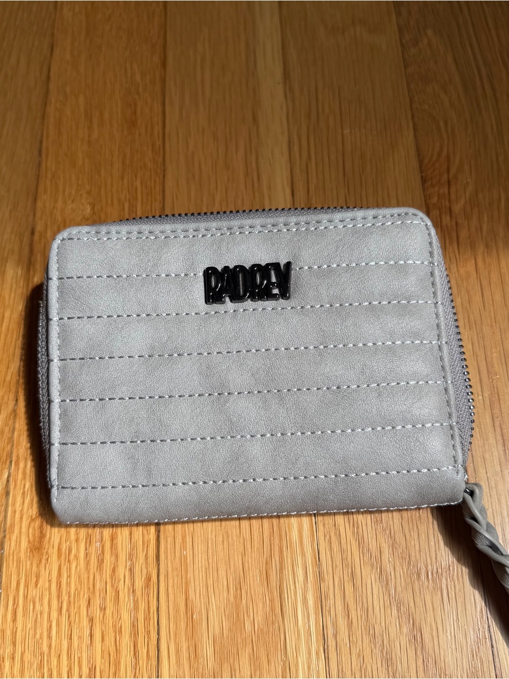 PADDED Grey Quilted Zip-Around Card Wallet- RADREV